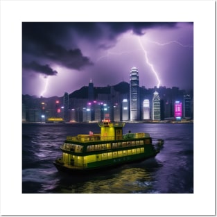 Iconic World Landmarks During A Thunderstorm: Hong Kong Harbor Posters and Art